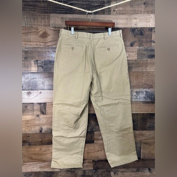 L.L.Bean Mens Double L Chino Lined Pants W37 X L29 Dark Khaki Cotton/Flannel - Picture 4 of 8